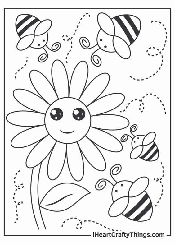 Free Bee Image Coloring Page