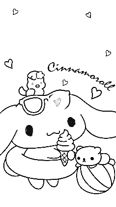 Free Cinnamoroll Swimming Image Coloring Page