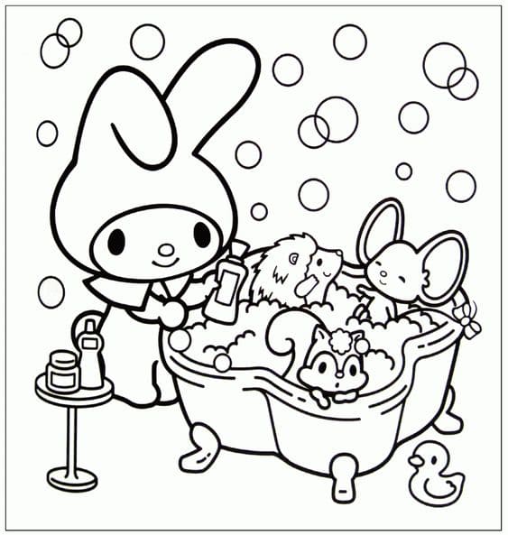Free Cinnamoroll and Friends Image Coloring Page