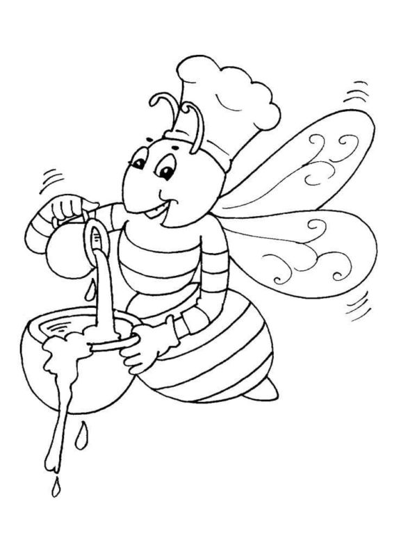 Free Bee For children Coloring Page