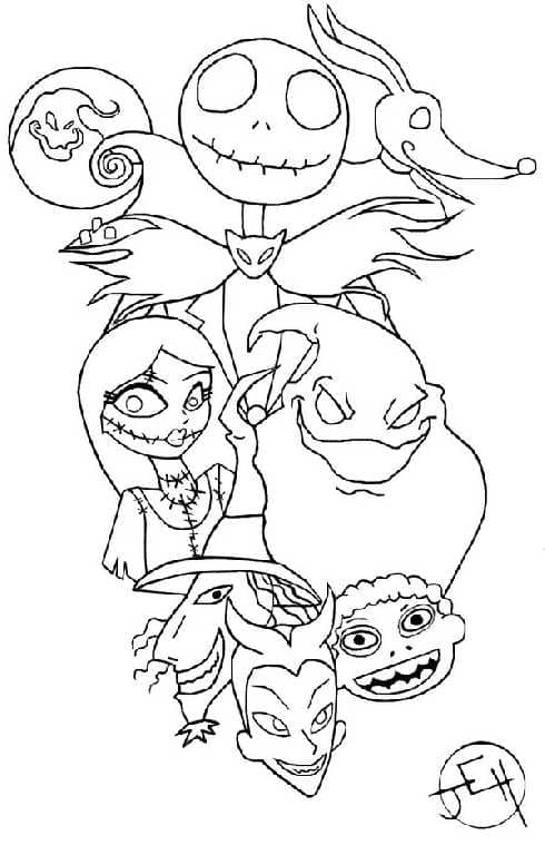 Free Jack And Sally Image Coloring Page