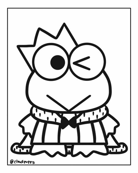 Free Keroppi Funny Printable Coloring Page