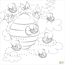 Free Printable Bee Hive Coloring Page