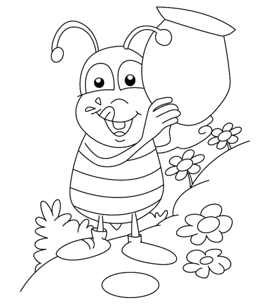 Free Printable Bumble Bee Cute Coloring Page