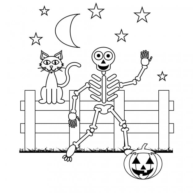 Free Skeleton Coloring Pages for Halloween