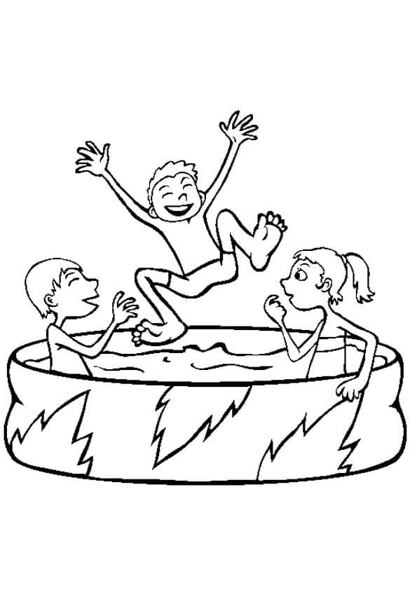 Friends in Swimming Pool Coloring Page