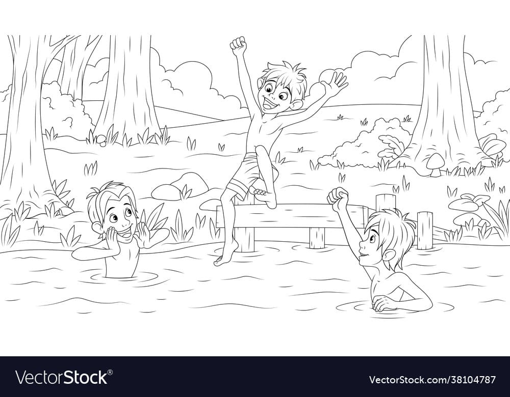 Friends teenagers have fun vector image Coloring Page