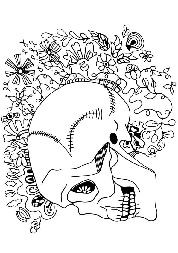 Funky Skull Coloring Page Coloring Page