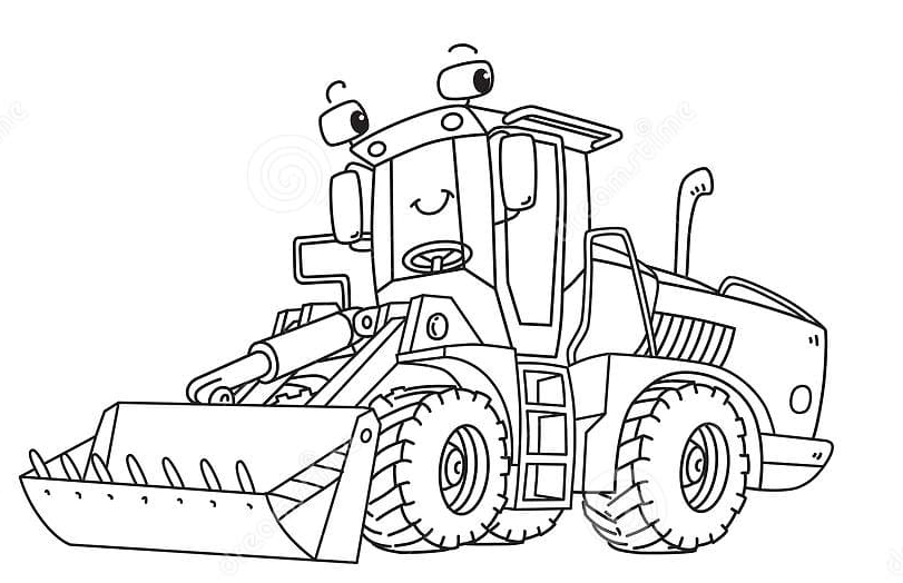 Funny constuction tractor with eyes To Print