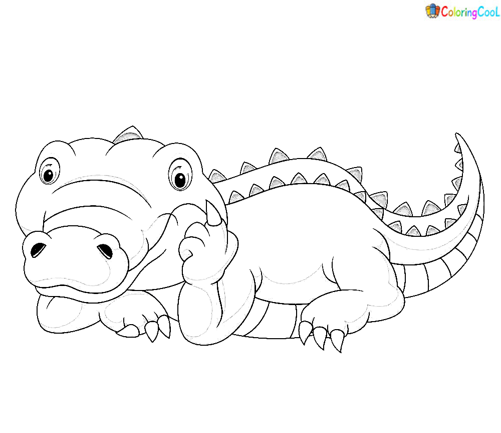 Funny crocodile cartoon Coloring Page