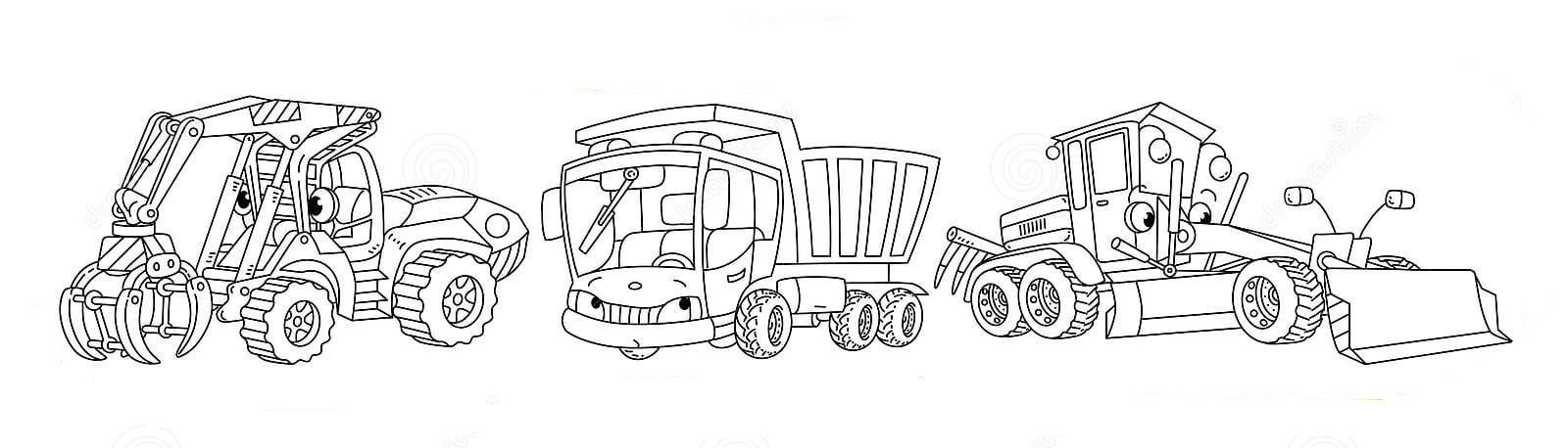 Funny heavy machinery transport coloring book set