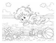 Girl Swimming To Print Coloring Page