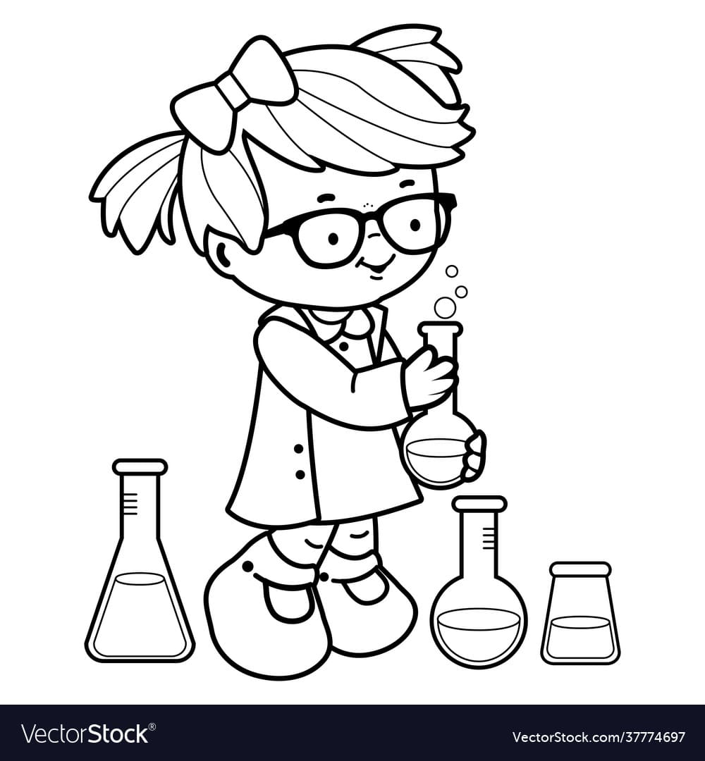 Girl making science experiments