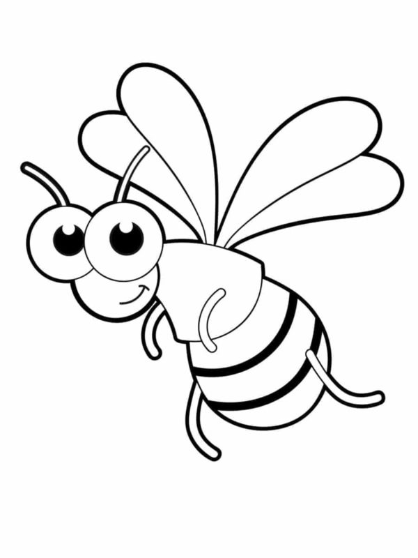 Goggle-eyed bee with a smile Coloring Page