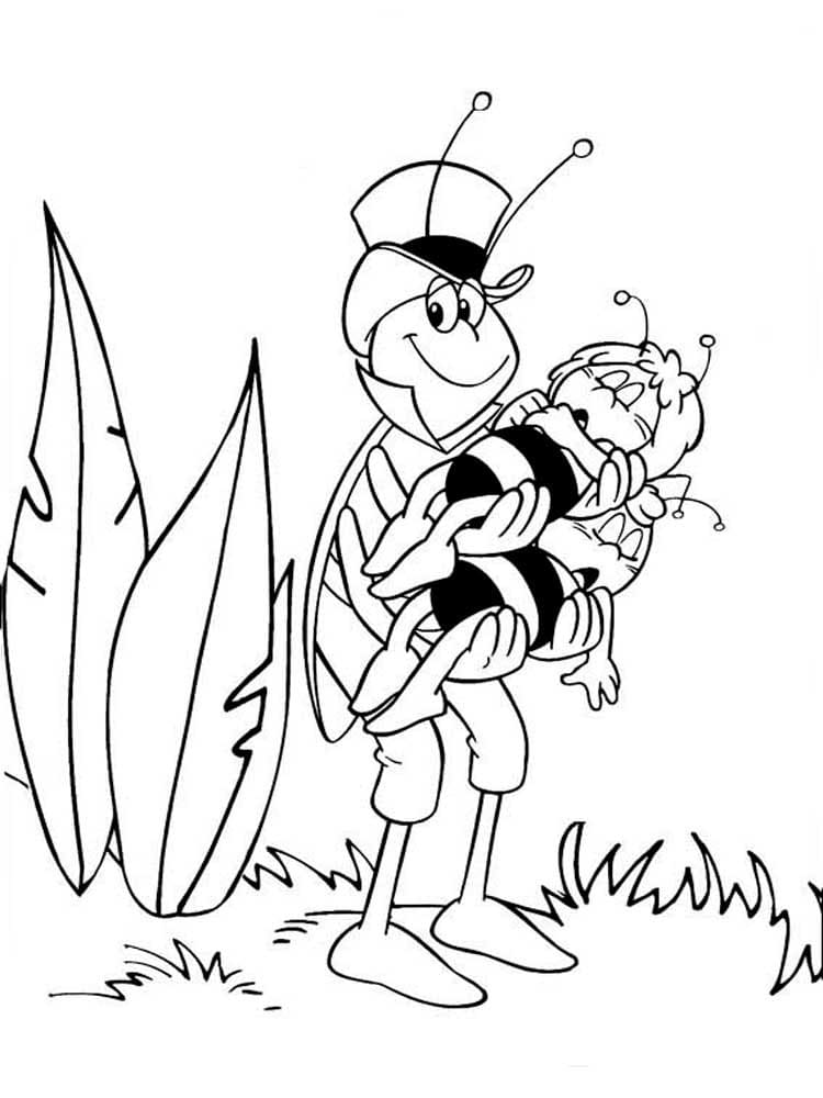 Grasshopper put the bees to sleep Coloring Page