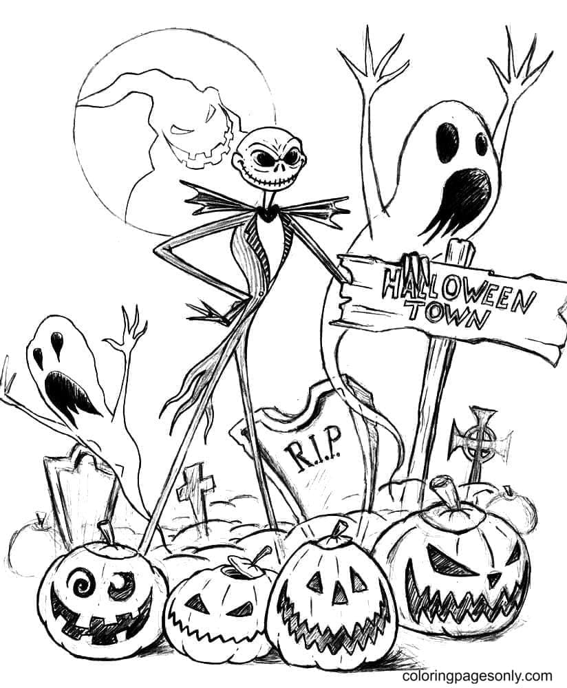 Halloween Town Coloring Pages
