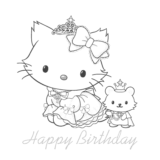 Happy Birthday Charmmy Kitty Coloring Page