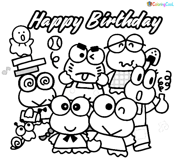 Happy Birthday to Keroppi Coloring Page