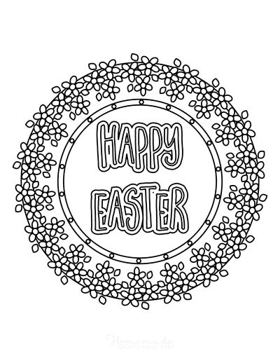 Happy Easter Flower Coloring Page Coloring Page