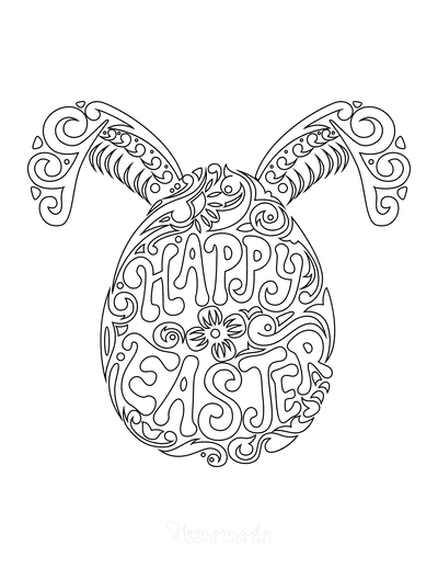 Happy Easter Word-art Picture Coloring Page
