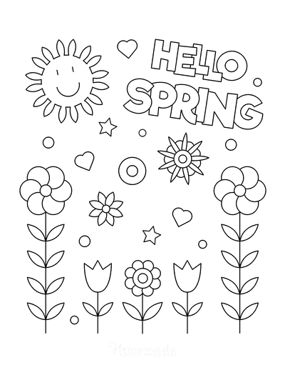 Hello Spring Coloring Page Coloring Page