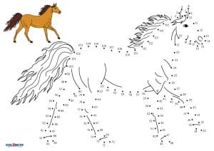 Horse Dot to Dot Coloring Pages