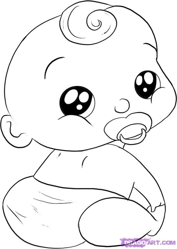 How to Draw a Cartoon Baby Boy Coloring Page