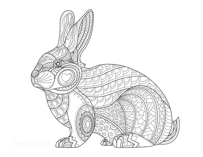 Intricate Patterned Rabbit Picture for Adults Coloring Page
