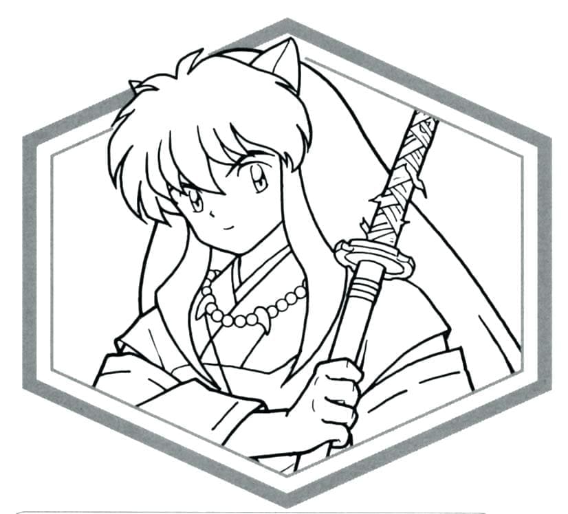 Inuyasha from anime Free Coloring Page