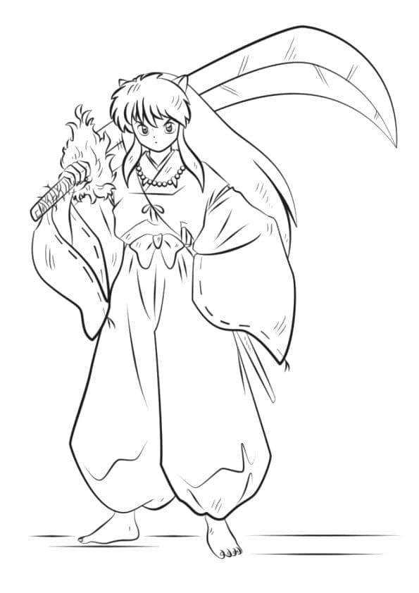 Inuyasha in full growth Free Printable Coloring Page