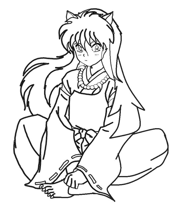 Inuyasha sits Coloring Page