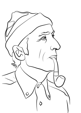 Jacques Cousteau Free Coloring Page