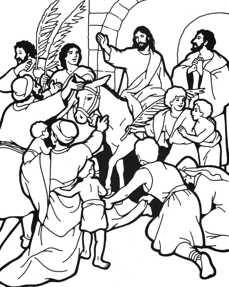 Jesus Returns On Palm Sunday Coloring Page