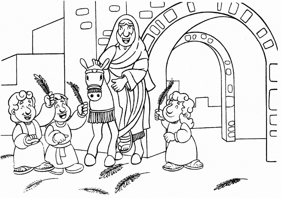 Jesus Returns on Palms Sunday Coloring Page Coloring Page