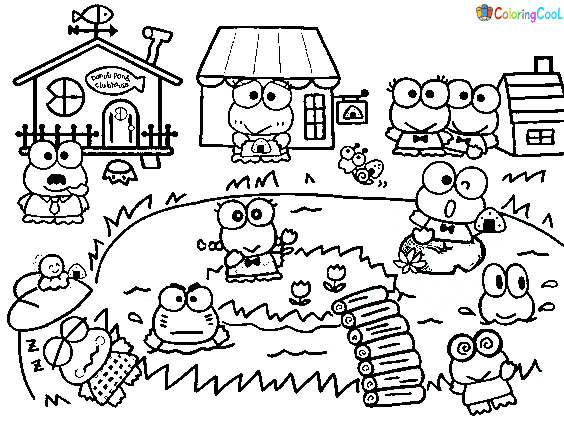 Keroppi Family Coloring Page