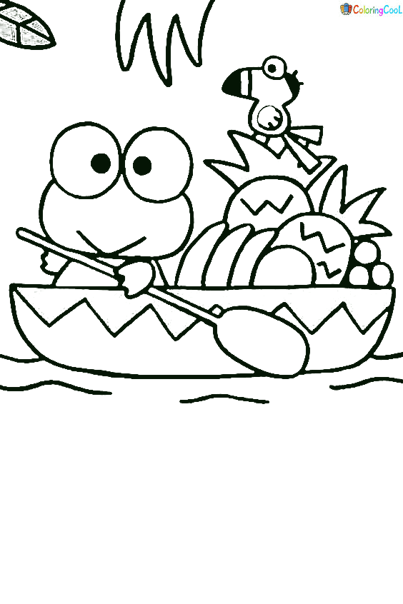 Keroppi Rowing Coloring Page