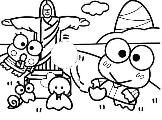 Keroppi and Friends Picture Printable Coloring Page