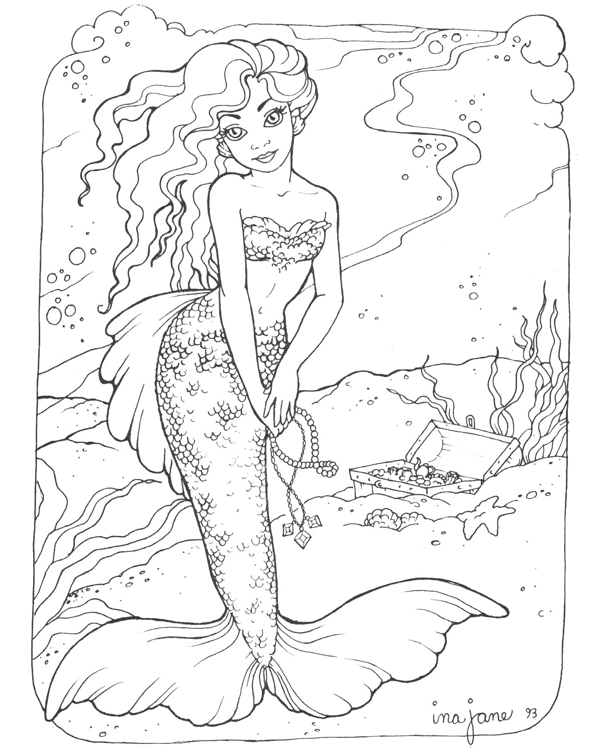 Mermaid Diving Free Printable