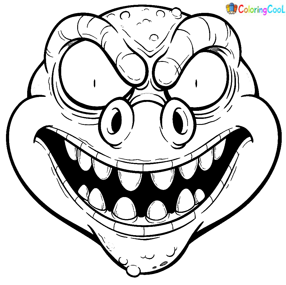 Monster face vector image Coloring Page