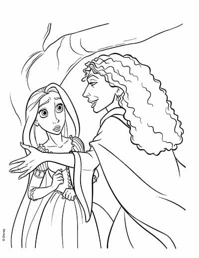 Mother Gothel and Rapunzel Coloring Page