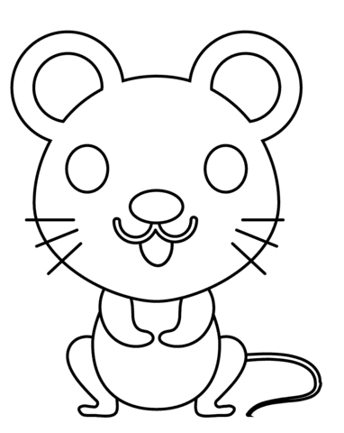 Mouse Emoji Printable Coloring Page
