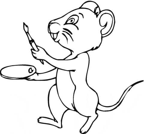 Mouse Will Paint Coloring Page