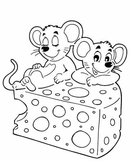 Mouse with cheese vector To Print