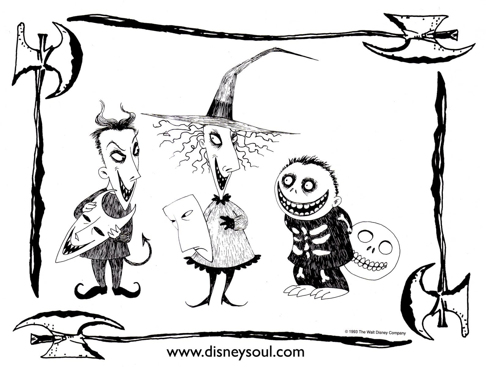 Nightmare Before Christmas Characters To Print Coloring Page