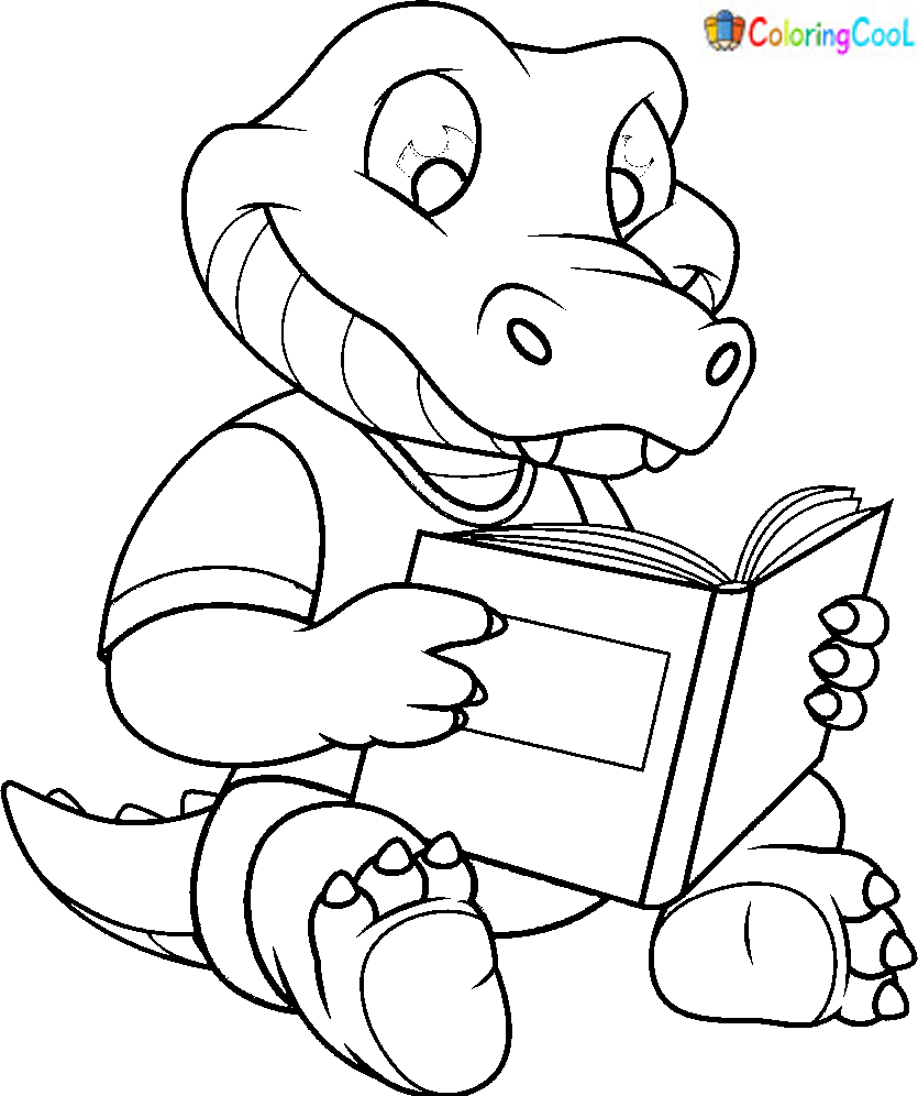 Outlined Crocodile and friends To Print Coloring Page