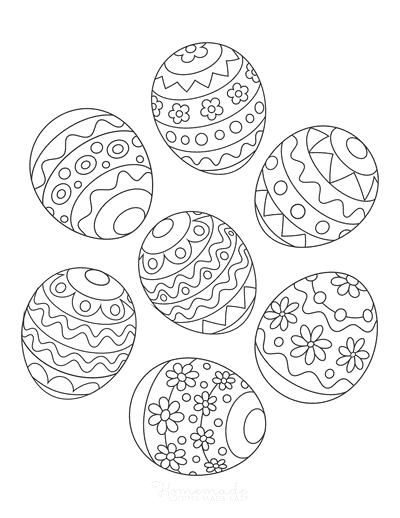 Patterned Easter Eggs Coloring Page