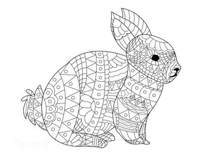 Patterned Rabbit Coloring Page for Adults