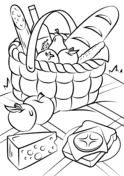 Picnic Basket Food Coloring Page