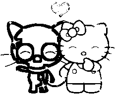 Printable Chococat and Hello Kitty Coloring Page