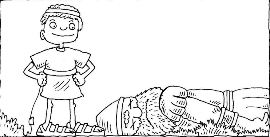 Printable David and Goliath Free Image Coloring Page